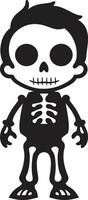 Cheery Skeleton Character Black Whimsical Skeletal Embrace Full Body vector