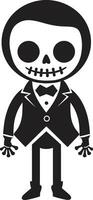 Quirky Skeletal Companion Full Body Friendly Bone Cute Black vector