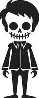 Cheery Skeletal Mascot Black Dynamic Bone Charm Full Body vector