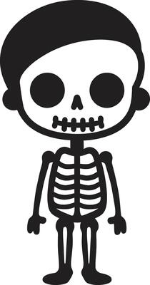Friendly Skeleton Buddy Black Cute Skeletal Ensemble Full Body