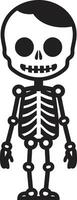 Smiling Skeletal Mascot Black Adorable Skeletal Character Full Body vector
