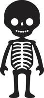 Cartoon Skeleton Friend Black Playful Skeletal Stance Full Body vector