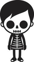 Lovable Skeletal Charm Black Animated Bone Structure Full Body vector