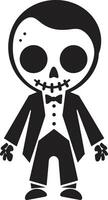 Cartoonish Skeleton Friend Black Playful Skeletal Ensemble Full Body vector