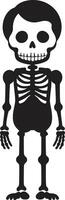 Quirky Bone Buddy Black Lovable Skeletal Mascot Full Body vector