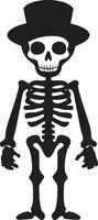 Whimsical Bone Charm Cute Energetic Skeleton Friend Black vector