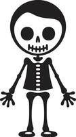 Silly Skeletal Mascot Cute Cartoonish Bone Arrangement Black vector