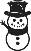 Snowflake Serenity Cute Playful Snowy Charm Black Snowman vector