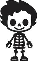 Whimsical Skeleton Presence Black Charming Skeletal Friend Full Body vector