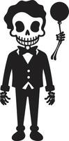 Cartoonish Bone Arrangement Black Cute Skeletal Character Full Body vector