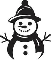 Charming Snowman Joy Cute Adorable Snowy Whimsy Black vector