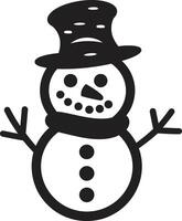 Playful Snowy Serenity Black Charming Snowman Joy Cute vector