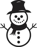 Adorable Snowy Embrace Black Cheerful Frosty Fun Cute Snowman vector