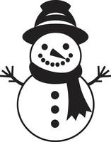 Charming Snowman Delight Cute Adorable Snowy Embrace Black vector