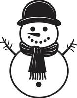 Frosty Flakes of Joy Black Snowflake Serenade Cute Snowman vector