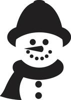 Cheery Snow Buddy Black Winter Whimsy Wonder Cute Snowman vector