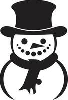 Whimsical Snowman Joy Cute Frosty Flurries Black Snowman vector