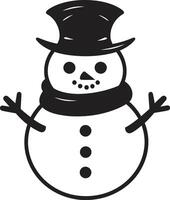 Adorable Snowy Embrace Cute Cheerful Frosty Fun Black vector