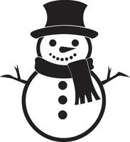 Cheery Snow Pal Black Winter Whimsy Cute Snowman vector
