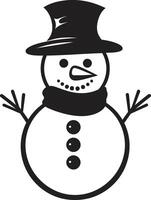 Snowflake Serenade Cute Playful Snowy Pal Black Snowman vector