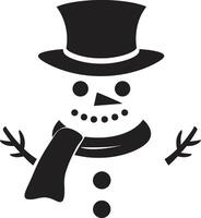 Snowy Serenity Cute Adorable Snowman Embrace Black vector