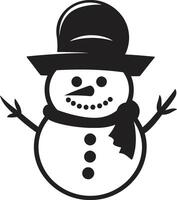 Chirpy Snowman Joy Cute Fluffy Snowy Fun Black vector