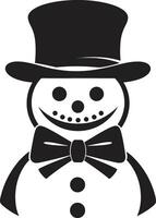 Charming Snowman Delight Cute Adorable Snowy Serenade Black vector