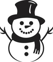 Whimsical Frosty Friend Cute Snowman Frosty Flakes Black vector