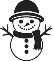 Fluffy Snowy Fun Black Whimsical Frosty Friend Cute Snowman vector