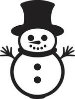 Playful Snowy Wonder Cute Charming Snowman Delight Black vector