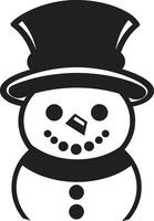 Snowflake Serenade Cute Playful Snowy Delight Black Snowman vector