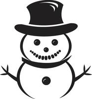 Playful Snowy Wonder Cute Snowman Charming Snowman Embrace Black vector