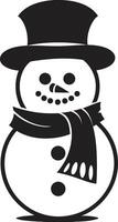 Adorable Snowy Joy Cute Cheerful Frosty Charm Black Snowman vector