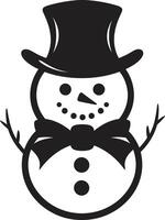 Snowflake Serenity Cute Icy Snowman Joy Black vector