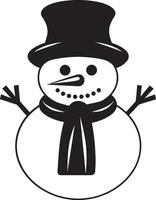 Cheerful Frosty Fun Cute Snowman Snowy Whimsical Charm Black vector