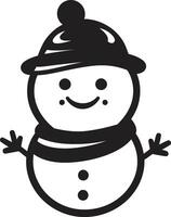 Snowy Whimsical Fun Cute Snowman Frosty Flakes of Wonder Black vector