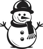 Playful Snowy Wonder Black Charming Snowman Delight Cute vector