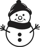Adorable Snowy Whimsy Cute Snowman Cheerful Frosty Charm Black vector