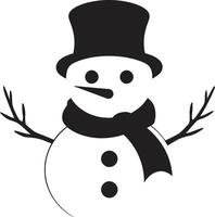 Cheerful Frosty Charm Black Snowy Whimsical Fun Cute Snowman vector