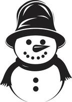 Charming Snowman Wonder Cute Adorable Snowy Whimsy Black vector