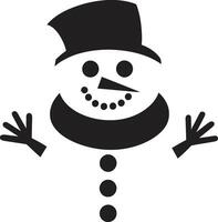 Snowy Whimsical Charm Black Frosty Flakes of Joy Cute Snowman vector