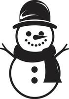 Playful Snowy Serenity Black Charming Snowman Wonder Cute vector