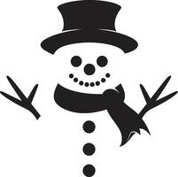 Frosty Flakes of Joy Black Snowflake Serenade Cute Snowman vector