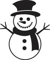 Playful Snowy Serenity Black Charming Snowman Wonder Cute vector