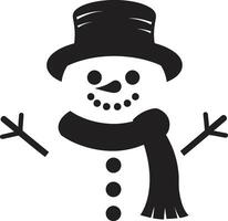 Snowflake Serenade Black Snowman Playful Snowy Wonder Cute vector