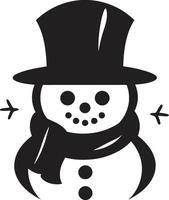 Adorable Snowy Whimsy Black Cheerful Frosty Charm Cute Snowman vector