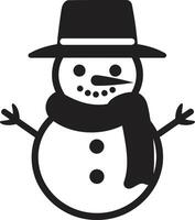 Winter Whimsy Black Snowflake Serenade Cute Snowman vector