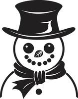 Whimsical Snowman Joy Black Frosty Flurries Cute vector