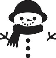 Winter Whimsy Cute Snowman Adorable Snow Sculpture Black vector