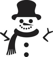 Charming Snowman Wonder Cute Adorable Snowy Whimsy Black vector